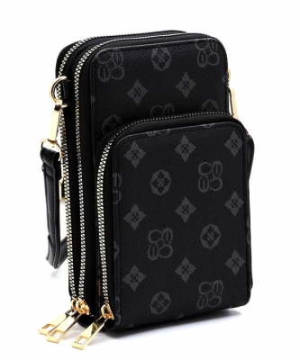 Monogrammed Crossbody Bag Cell Phone CS081 BLACK